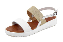 Carica l'immagine nel visualizzatore di Gallery, Sandalo Donna platform in pelle Bianco Dorato