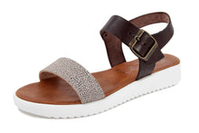 Carica l'immagine nel visualizzatore di Gallery, Sandalo Donna platform in pelle Marrone Taupe