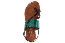 Carica l'immagine nel visualizzatore di Gallery, Sandalo Donna flat in pelle Marrone Verde