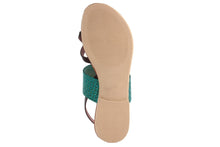 Carica l'immagine nel visualizzatore di Gallery, Sandalo Donna flat in pelle Marrone Verde