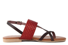 Carica l'immagine nel visualizzatore di Gallery, Sandalo Donna flat in pelle Marrone Rosso