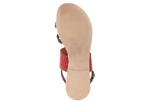 Carica l'immagine nel visualizzatore di Gallery, Sandalo Donna flat in pelle Marrone Rosso