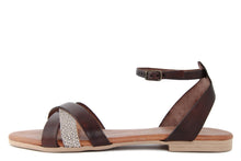 Carica l'immagine nel visualizzatore di Gallery, Sandalo Donna flat in pelle Marrone Dorato