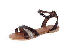 Carica l'immagine nel visualizzatore di Gallery, Sandalo Donna flat in pelle Marrone Dorato