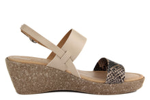 Carica l'immagine nel visualizzatore di Gallery, Sandalo Donna con zeppa in pelle Beige Grigio