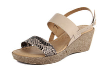 Carica l'immagine nel visualizzatore di Gallery, Sandalo Donna con zeppa in pelle Beige Grigio