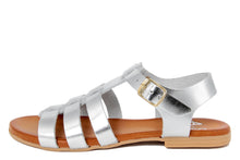 Carica l'immagine nel visualizzatore di Gallery, Sandali flat Donna in Pelle Argentato