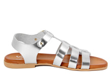 Carica l'immagine nel visualizzatore di Gallery, Sandali flat Donna in Pelle Argentato