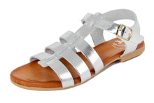 Carica l'immagine nel visualizzatore di Gallery, Sandali flat Donna in Pelle Argentato