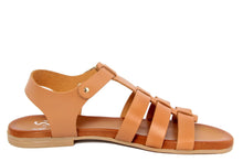 Carica l'immagine nel visualizzatore di Gallery, Sandali flat Donna in Pelle Cuoio