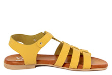 Carica l'immagine nel visualizzatore di Gallery, Sandali flat Donna in Pelle Giallo
