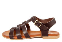 Carica l'immagine nel visualizzatore di Gallery, Sandali flat Donna in Pelle Marrone