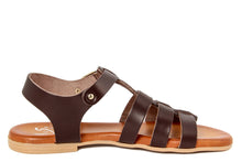 Carica l'immagine nel visualizzatore di Gallery, Sandali flat Donna in Pelle Marrone