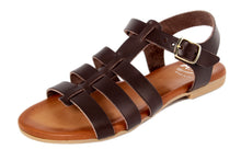 Carica l'immagine nel visualizzatore di Gallery, Sandali flat Donna in Pelle Marrone