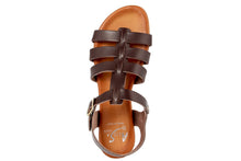 Carica l'immagine nel visualizzatore di Gallery, Sandali flat Donna in Pelle Marrone