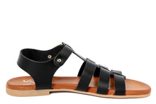 Carica l'immagine nel visualizzatore di Gallery, Sandali flat Donna in Pelle Nero