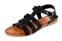 Carica l'immagine nel visualizzatore di Gallery, Sandali flat Donna in Pelle Nero