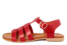 Carica l'immagine nel visualizzatore di Gallery, Sandali flat Donna in Pelle Rosso