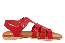 Carica l'immagine nel visualizzatore di Gallery, Sandali flat Donna in Pelle Rosso