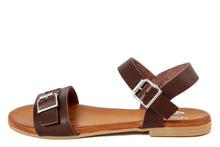 Carica l'immagine nel visualizzatore di Gallery, Sandali flat Donna in Pelle Marrone