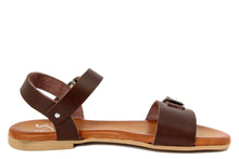 Carica l'immagine nel visualizzatore di Gallery, Sandali flat Donna in Pelle Marrone
