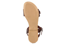 Carica l'immagine nel visualizzatore di Gallery, Sandali flat Donna in Pelle Marrone