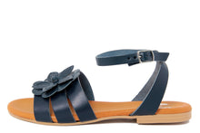 Carica l'immagine nel visualizzatore di Gallery, Sandali flat Donna in Pelle Blu