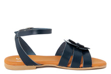 Carica l'immagine nel visualizzatore di Gallery, Sandali flat Donna in Pelle Blu