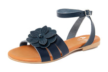 Carica l'immagine nel visualizzatore di Gallery, Sandali flat Donna in Pelle Blu