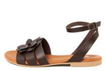 Carica l'immagine nel visualizzatore di Gallery, Sandali flat Donna in Pelle Marrone