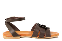 Carica l'immagine nel visualizzatore di Gallery, Sandali flat Donna in Pelle Marrone
