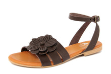 Carica l'immagine nel visualizzatore di Gallery, Sandali flat Donna in Pelle Marrone