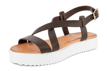 Carica l'immagine nel visualizzatore di Gallery, Sandali platform Donna in Pelle Marrone
