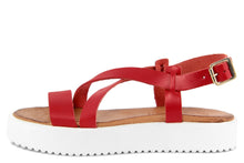 Carica l'immagine nel visualizzatore di Gallery, Sandali platform Donna in Pelle Rosso