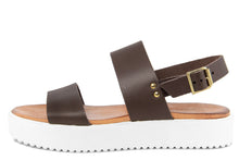 Carica l'immagine nel visualizzatore di Gallery, Sandali platform Donna in Pelle Marrone