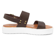 Carica l'immagine nel visualizzatore di Gallery, Sandali platform Donna in Pelle Marrone