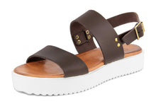 Carica l'immagine nel visualizzatore di Gallery, Sandali platform Donna in Pelle Marrone
