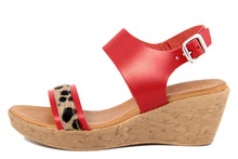 Carica l'immagine nel visualizzatore di Gallery, Sandali con zeppa Donna in Pelle Rosso