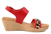 Carica l'immagine nel visualizzatore di Gallery, Sandali con zeppa Donna in Pelle Rosso