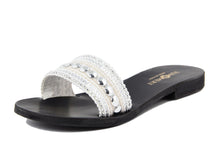 Carica l&#39;immagine nel visualizzatore di Gallery, Sandali flat Donna in Tessuto Bianco
