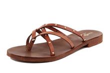 Carica l&#39;immagine nel visualizzatore di Gallery, Sandali flat Donna in Pelle Marrone
