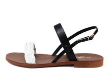 Carica l&#39;immagine nel visualizzatore di Gallery, Sandali flat Donna in Pelle Nero
