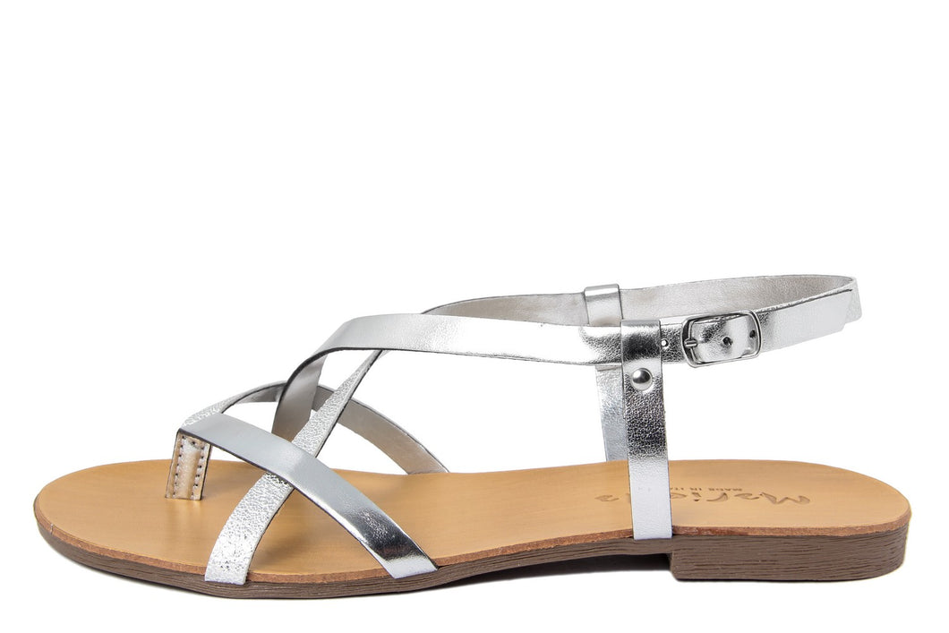 Sandali flat Donna in Sintetico Argentato