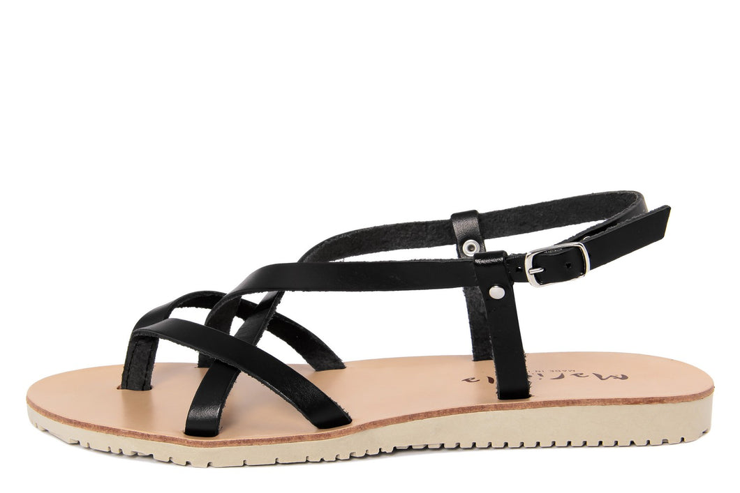 Sandali flat Donna in Pelle Nero