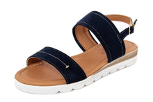 Carica l&#39;immagine nel visualizzatore di Gallery, Sandali flat Donna in Pelle Blu
