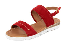 Carica l&#39;immagine nel visualizzatore di Gallery, Sandali flat Donna in Pelle Rosso
