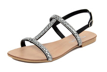 Carica l&#39;immagine nel visualizzatore di Gallery, Sandali flat Donna in Sintetico Nero
