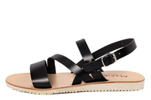 Carica l&#39;immagine nel visualizzatore di Gallery, Sandali flat Donna in Pelle Nero
