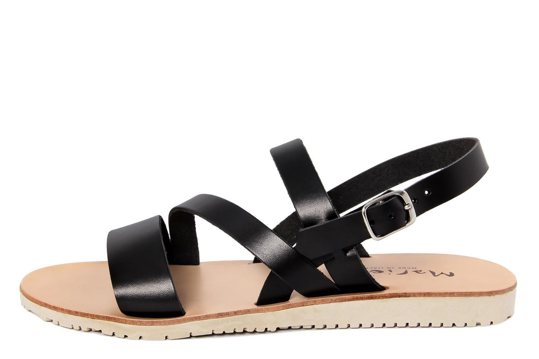 Sandali flat Donna in Pelle Nero