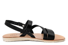 Carica l&#39;immagine nel visualizzatore di Gallery, Sandali flat Donna in Pelle Nero
